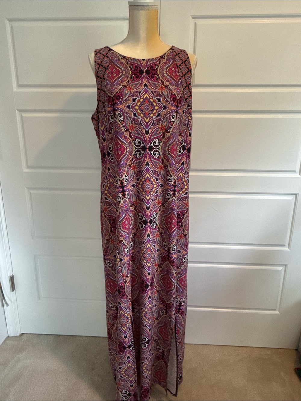 Chico's Pink and Purple Patterned Maxi Dress